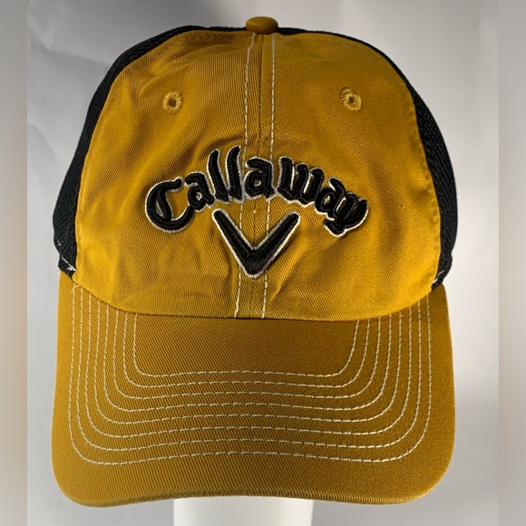 Gold Black Callaway Golf Hat Baseball Cap Adjustable Back - Picture 1 of 5
